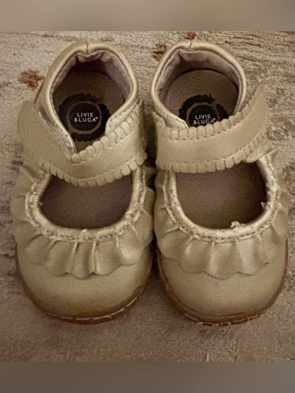 Livie and Luca Ruche Champaign Mary Jane Shoes